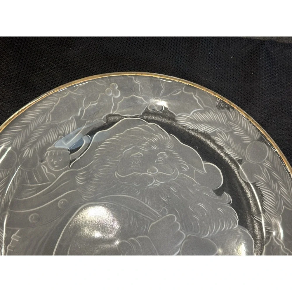 White Christmas Platter By Elements Gold Rim 13
